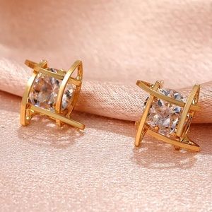 Gold Plated Geometric Crystal Earrings